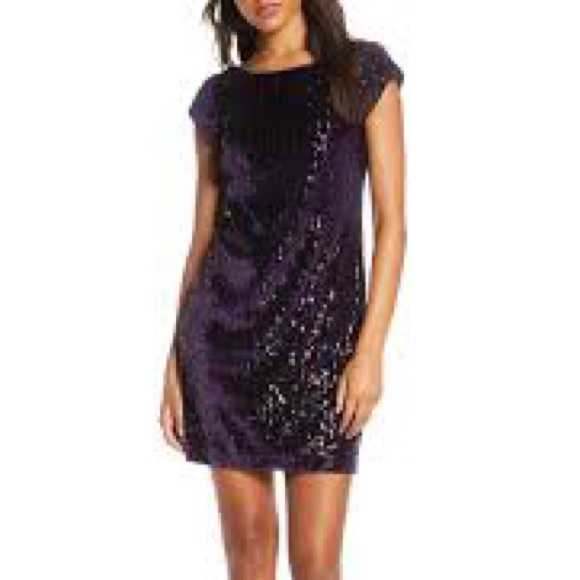 Eliza J purple sequin mini dress